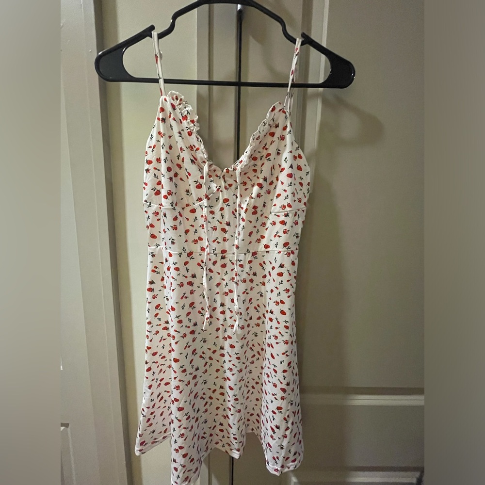 Red and white floral dress
